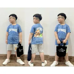 10-54kg H2 Đồ Bộ Bé Trai Size Đại, Sét Quần Áo Bé Trai Vải Thun Cotton in Hoạt Hình Hot Trend siêu đẹp