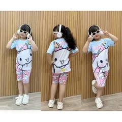 11-45kg A287 Bộ ngố thun lạnh in 3D hình hoạt hình bé gái size đại