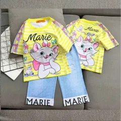[H13] 12-45kg Đồ bộ bé gái tay ngắn quần dài ống suông thun lạnh 3D họa tiết hoạt hình dễ thương