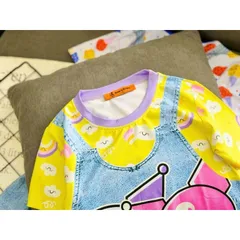 Váy bé gái size đại 10-42kg, Đầm suông thun lạnh in 3D giả yếm jean xinh xắn, Váy Labubu cho bé gái