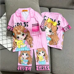 12-45kg A902 Bộ Pijama Bé Gái Thun Lạnh 3D Hoạt Hình Mềm Mịn Dễ Thương