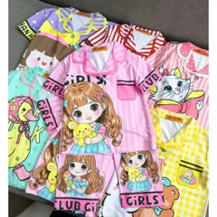 12-45kg A902 Bộ Pijama Bé Gái Thun Lạnh 3D Hoạt Hình Mềm Mịn Dễ Thương