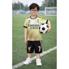 12-45kg A682 Đồ bộ bé trai quần đùi áo ngắn tay thun lạnh in họa tiết thể thao đường phố ngầu đẹp, bộ thể thao bóng đá