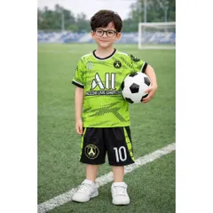 12-45kg A682 Đồ bộ bé trai quần đùi áo ngắn tay thun lạnh in họa tiết thể thao đường phố ngầu đẹp, bộ thể thao bóng đá