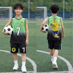 13-49kg A800 Đồ bộ ba lỗ bé trai thun lạnh in họa tiết thể thao đường phố ngầu đẹp, bộ thể thao bóng đá
