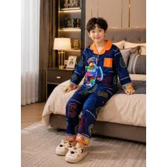 12-45kg A931 Bộ Pijama Bé Trai Thun Lạnh Mềm Mịn Mát Họa Tiết Hoạt Hình Siêu Cưng