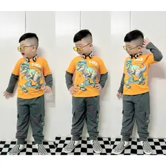 8-40kg H7 Đồ Bộ Dài Tay Bé Trai Size Đại, Sét Quần Áo Thu Đông Bé Trai Vải Thun Cotton in Hoạt Hình Hot Trend
