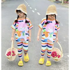 (20-40ký) Bộ tay ngắn quần dài thun lạnh in 3D siêu đẹp, bộ quần áo bé gái