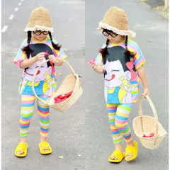 (20-40ký) Bộ tay ngắn quần dài thun lạnh in 3D siêu đẹp, bộ quần áo bé gái