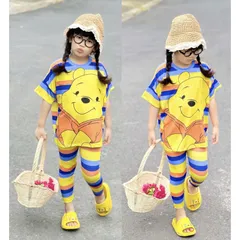 (20-40ký) Bộ tay ngắn quần dài thun lạnh in 3D siêu đẹp, bộ quần áo bé gái