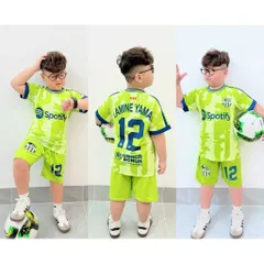 11-45kg A405 Đồ bộ bé trai quần đùi áo ngắn tay thun lạnh in họa tiết thể thao đường phố ngầu đẹp, bộ thể thao bóng đá