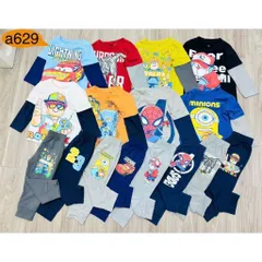 11-40kg H7 Đồ Bộ Dài Tay Bé Trai Size Đại, Sét Quần Áo Thu Đông Bé Trai Vải Thun Cotton in Hoạt Hình Đẹp VNXK