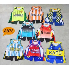 13-49kg A873 Đồ bộ ba lỗ bé trai thun lạnh in họa tiết thể thao hoạt hình mềm đẹp, bộ thể thao bóng đá