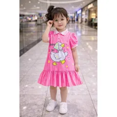 12-45kg A521 Đầm suông thun lạnh in 3D họa tiết hoạt hình siêu cưng, váy bé gái size đại