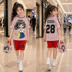 13-49kg A852 Đồ bộ bé gái thun lạnh in họa tiết hoạt hình thể thao siêu cưng