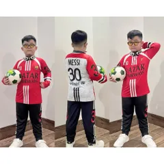 12-45kg A441 Đồ bộ dài tay bé trai chất thun lạnh in 3D họa tiết thể thao đường phố ngầu đẹp, bộ thể thao bóng đá