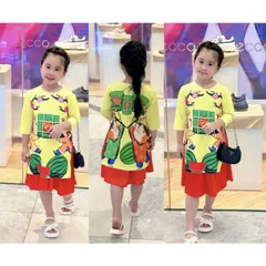 10-40kg | Sét áo dài bé gái thun lạnh in 3D cực xinh xắn