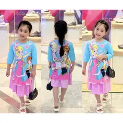 10-40kg | Sét áo dài bé gái thun lạnh in 3D cực xinh xắn
