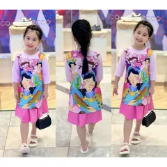 10-40kg | Sét áo dài bé gái thun lạnh in 3D cực xinh xắn