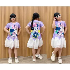 12-45kg A692 Đầm suông thun lạnh phối voan siêu mịn, váy bé gái size đại