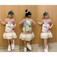 Váy bé gái size đại 12-42 kg, Đầm suông thun lạnh phối voan siêu mịn cho bé gái