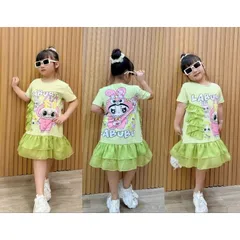 Váy bé gái size đại 12-42 kg, Đầm suông thun lạnh phối voan siêu mịn cho bé gái