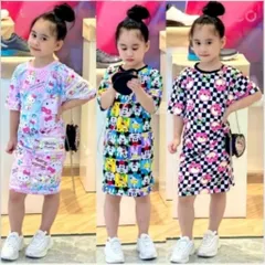 Váy bé gái 10 đến 40kg, đầm thun lạnh in 3D siêu mềm đẹp siêu hot hit