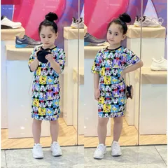 Váy bé gái 10 đến 40kg, đầm thun lạnh in 3D siêu mềm đẹp siêu hot hit