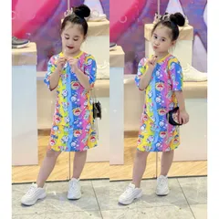 Váy bé gái 10 đến 40kg, đầm thun lạnh in 3D siêu mềm đẹp siêu hot hit