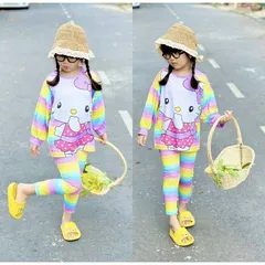 [10-42kg] Bộ quần dài tay ngắn thun lạnh in 3D siêu cưng, đồ bộ bé gái size đại - Đồ bộ trẻ em