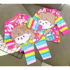 [10-42kg] Bộ quần dài tay ngắn thun lạnh in 3D siêu cưng, đồ bộ bé gái size đại - Đồ bộ trẻ em