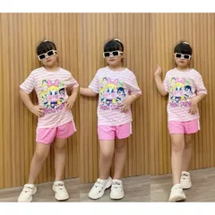 Đồ Bộ Bé Gái Size Đại 11-40kg, Bộ Đùi Bé Gái Vải Thun Cotton in Hoạt Hình Hot Trend mềm mịn mát