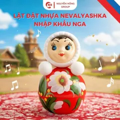 Lật đật nhựa bé gái áo hoa 110mm Kotovski nhập khẩu Nga đồ chơi sưu tầm