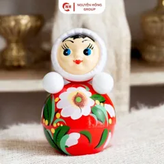Lật đật nhựa bé gái áo hoa 110mm Kotovski nhập khẩu Nga đồ chơi sưu tầm