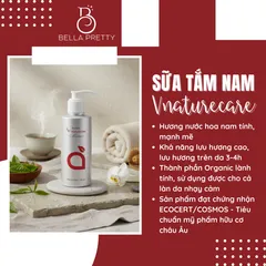 Sữa tắm nam Vnaturecare Men Shower 190ml làm sạch sâu, khử mùi cơ thể lưu hương nam tính - Organic