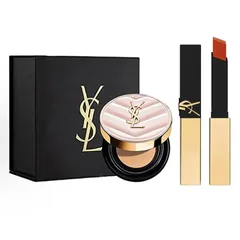 (CTy NK) Bộ Trang Điểm Cao Cấp Yves Saint Laurent YSL: Phấn Nước Cushion Tone B10 & Son The Slim 1936 Firey Era Màu Đỏ Cam Gạch Chính Hãng 612158