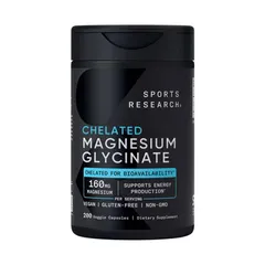iên uống bổ sung Magie Sports Research Chelated Magnesium Glycinate 160mg 200 Veggie Capsules