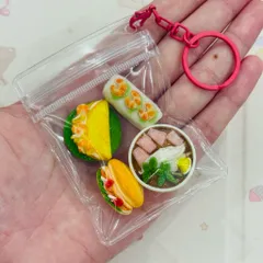 Móc khoá Set món ăn Việt Nam - Gỏi cuốn - Phở bò - Bánh mì - Bánh xèo - Đậm chất Việt