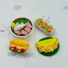 Móc khoá Set món ăn Việt Nam - Gỏi cuốn - Phở bò - Bánh mì - Bánh xèo - Đậm chất Việt