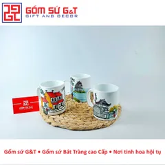 Cốc C kèm nắp vẽ cảnh Hà Nội Gốm Sứ G&T