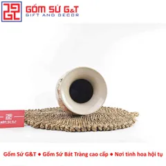 Lọ Hoa Gốm Vuốt Tay Vẽ Bạch Liên – Gốm Thủ Công Phong Cách Zen Trang Trí Bàn Làm Việc - Gốm Sứ G&T