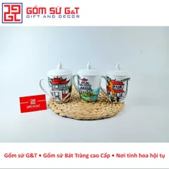 Cốc thóp vẽ cảnh Hà Nội Gốm Sứ G&T