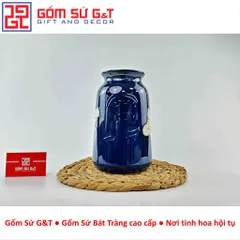 Lọ hoa men hỏa biến dáng đầm vẽ sen Gốm Sứ G&T