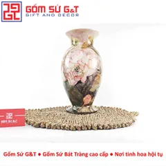 Lọ Hoa Gốm Vuốt Tay Vẽ Bạch Liên – Gốm Thủ Công Phong Cách Zen Trang Trí Bàn Làm Việc - Gốm Sứ G&T