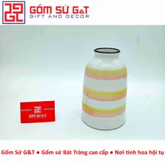 Lọ hoa trang trí dáng phích vẽ sọc ngang