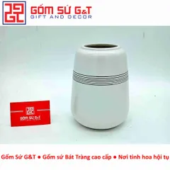 Lọ hoa trang trí dang đu đủ kẻ sọc ngang Gốm Sứ G&T