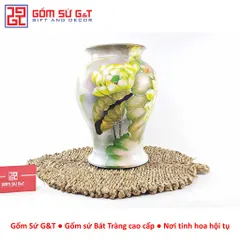 Lọ Hoa Gốm Bát Tràng Vuốt Tay Dáng Chân Đèn Vẽ Sen Chuồn – Bình Cắm Hoa Gốm Sứ Thủ Công Trang Trí Phòng Khách Cao Cấp