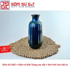 Lọ hoa trang trí dáng dọc dừa vẽ sen nổi Gốm Sứ G&T