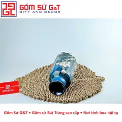 Lọ hoa trang trí dáng dọc dừa vẽ sen nổi Gốm Sứ G&T