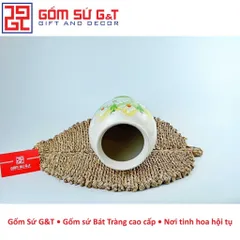 Lọ hoa trang trí dáng đùi dế vẽ cúc họa mi Gốm Sứ G&T
